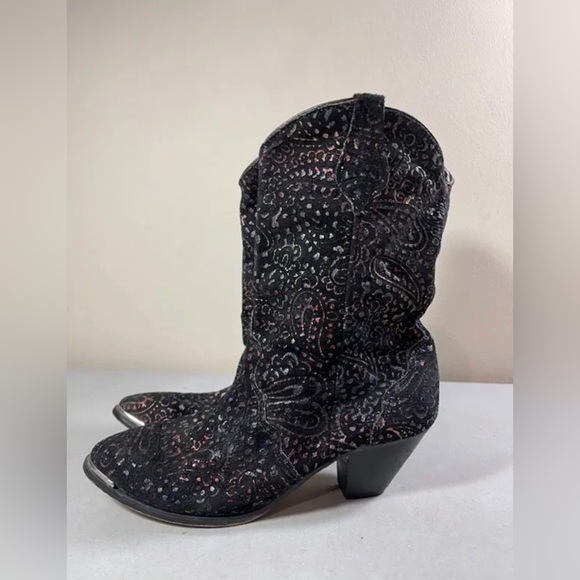 DINGO VINTAGE COWBOY SUEDE LEATHER BOOTS SIZE 8 - Picture 1 of 6